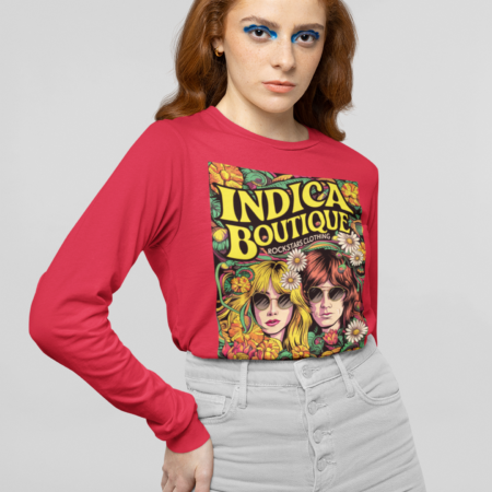 Indica Boutique Rockstars clothing rectangle long sleeves red model