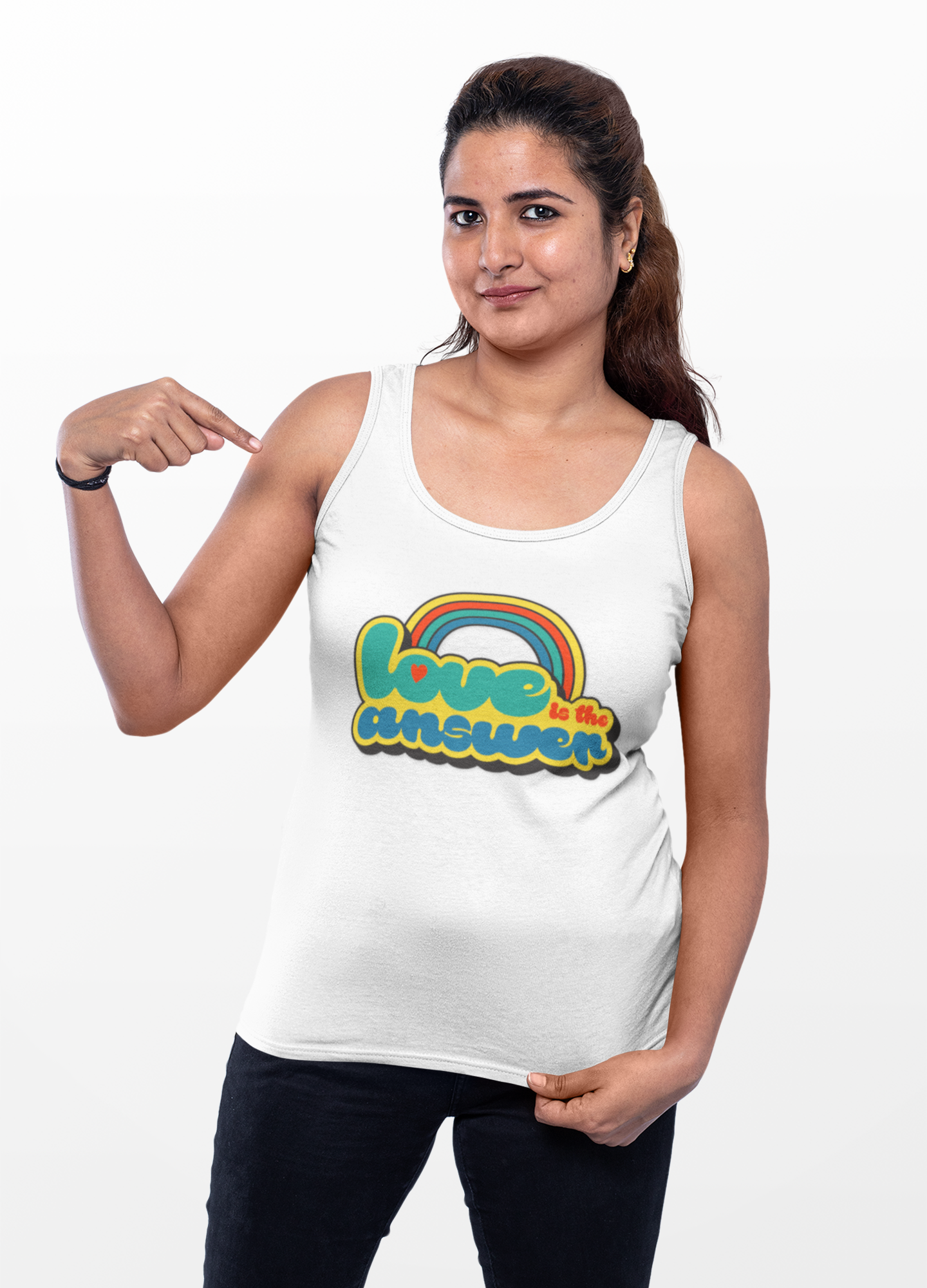 'Love is the Answer' Women's Groovy Tank Top - Image 2